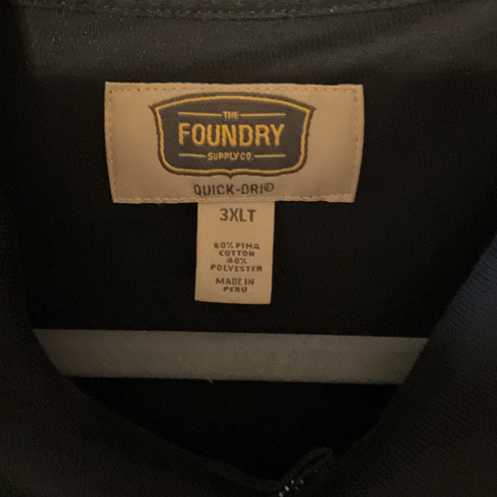 The Foundry Supply Co. Dark Polo with Subtle Stripes - Picture 3 of 4